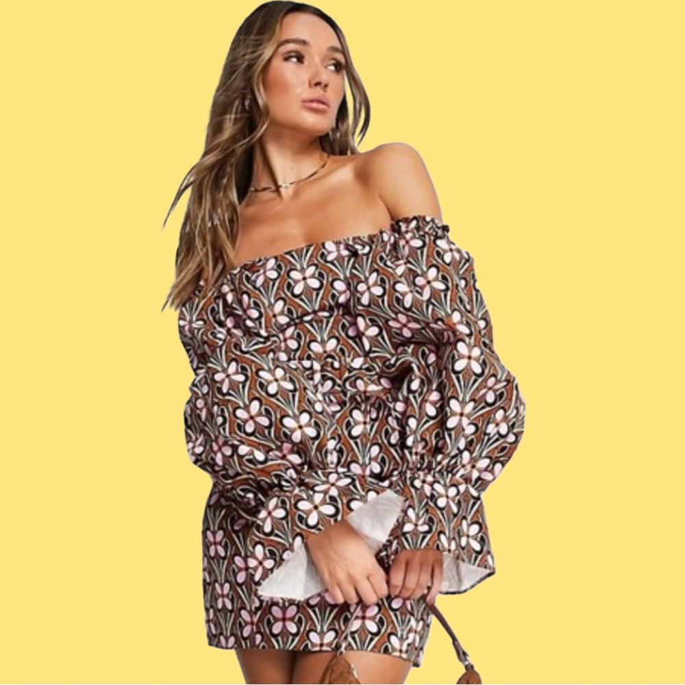 ASOS LUXE extreme sleeve belted mini dress Size 8
